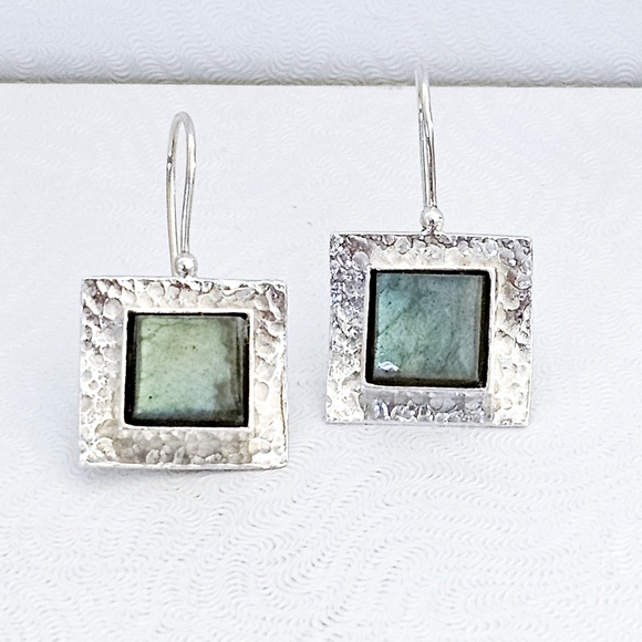 Silpada Jewelry - Rare Silpada Sterling Silver Labradorite Square Earrings W0882